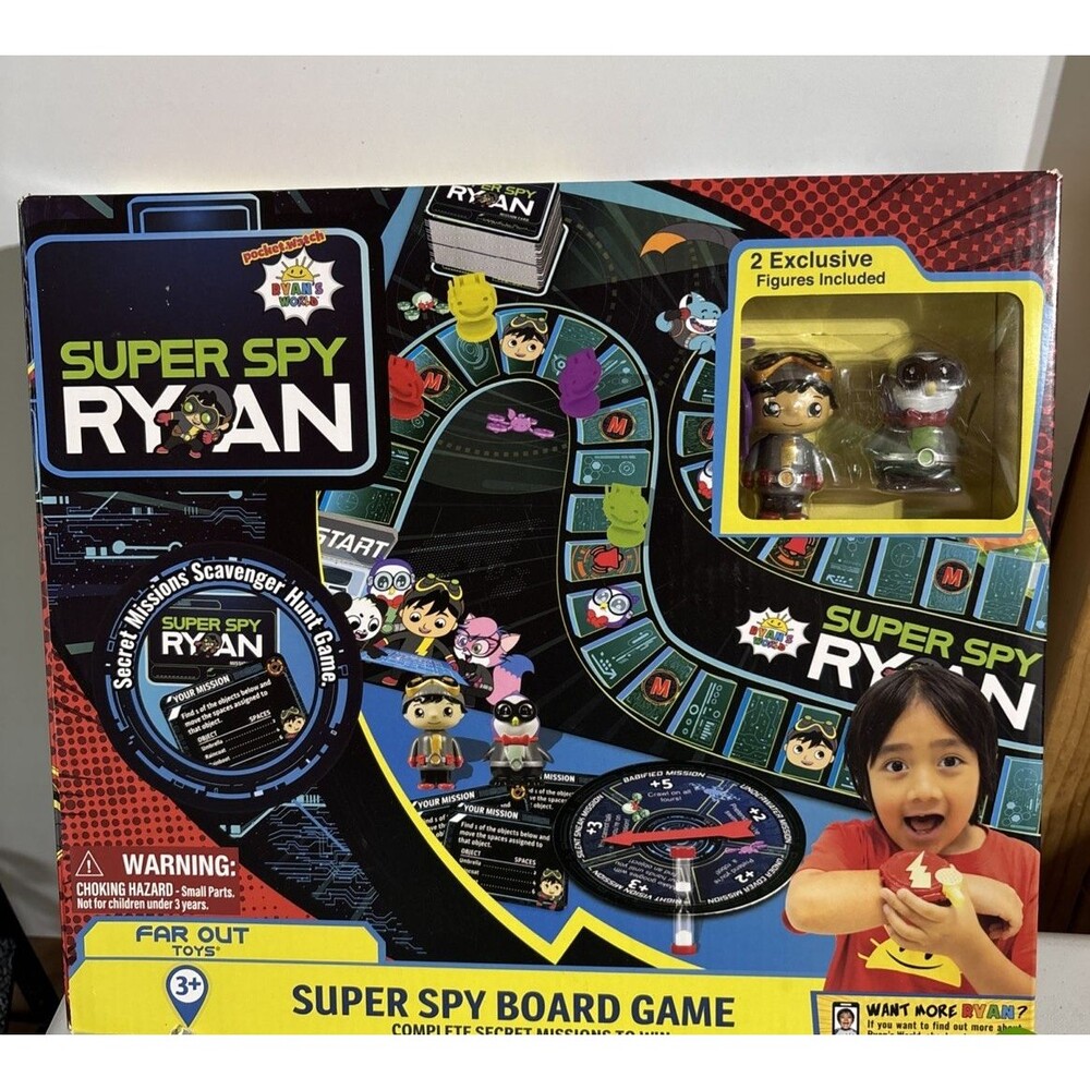 Far Out Toys Ryan’s World Super Spy Board Game Mission w/Figures Toys Boy New